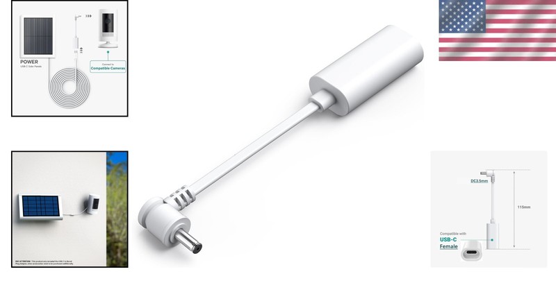 USB-C to Barrel Plug Adapter for Ring Security Cameras - Lightweight & Compact gallery