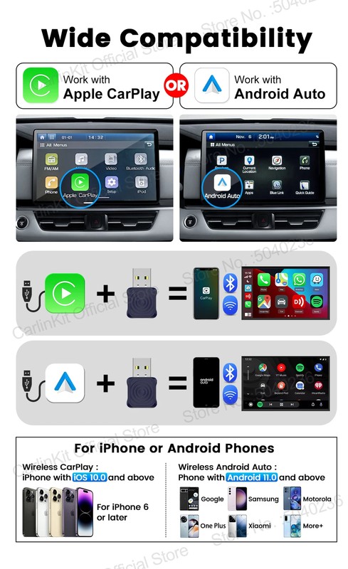 CarlinKit 5.0 Wired To Wireless Adapter Wireless Android Auto Wireless CarPlay gallery