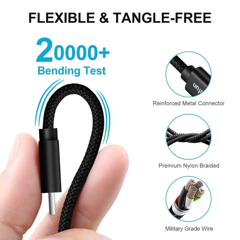 30ft Extra Long USB-C Charging Cable, Nylon Braided Type C Power Cord for iPhone gallery