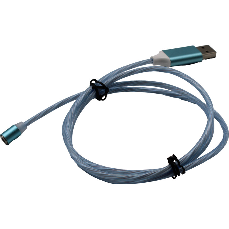 Blue Flowing LED Charging Cables with Disconnect Magnetic Tips for Phones & More gallery