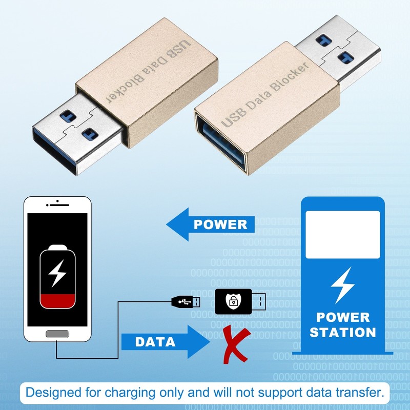 2 Pcs USB Data Blocker, USB A to A Data Protector, Gold gallery
