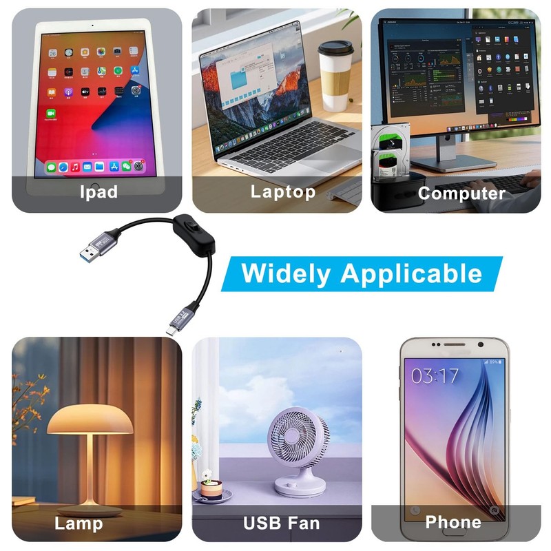 10Gbps USB C Cable Switch 3.2 Type C Fast Charging 60W 3A High Speed 3.2FT gallery
