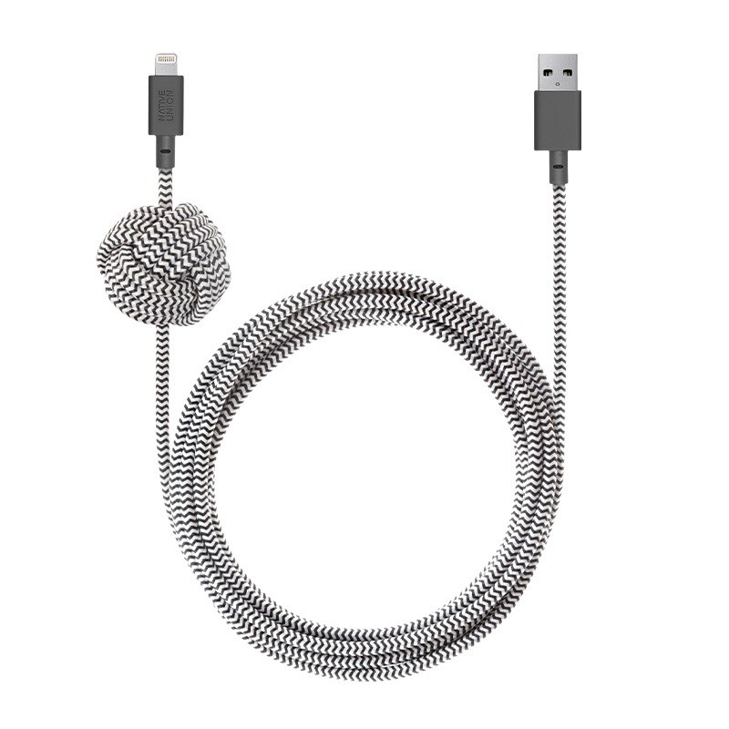 Native Union Night Cables (USB-A to ⚡️ ) in Zebra (Set Of 2)