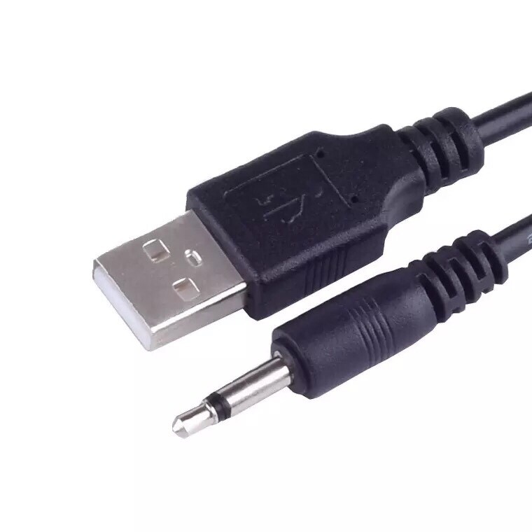 3.5mm Male AUX Audio Jack To USB 2.0 Male Charge Cable Adapter Cord Black 3 FT