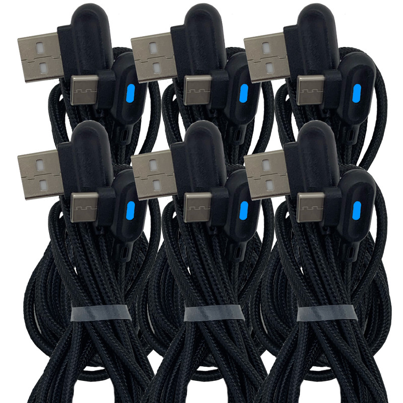 6Pack 6ft 90 Degree LED Right Angle Type C Fast Charger Cable Lot For Samsung S8