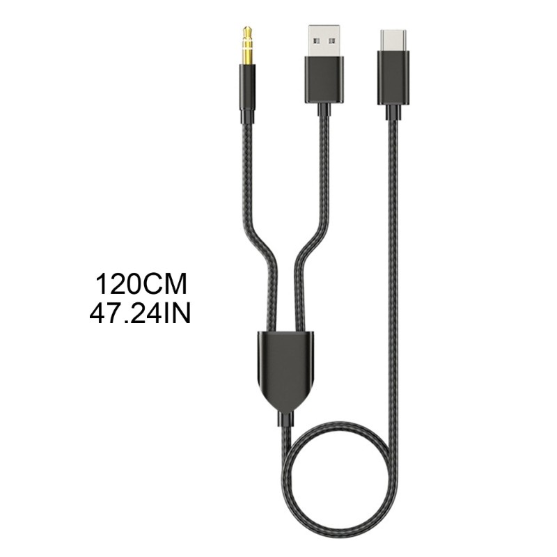 Stereo Aux Headset Cable Two-in-one Connection Wire Line for USB C Tablet Phone gallery