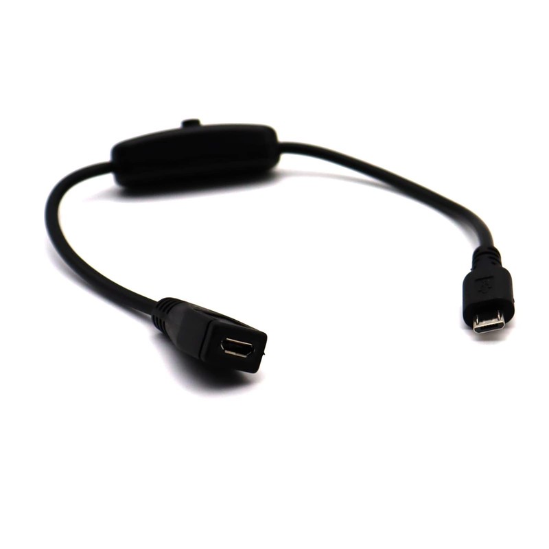 30V Micro 5P Male To Female USB Extension Cable ON/OFF Switch 0.3m/0.98FT gallery