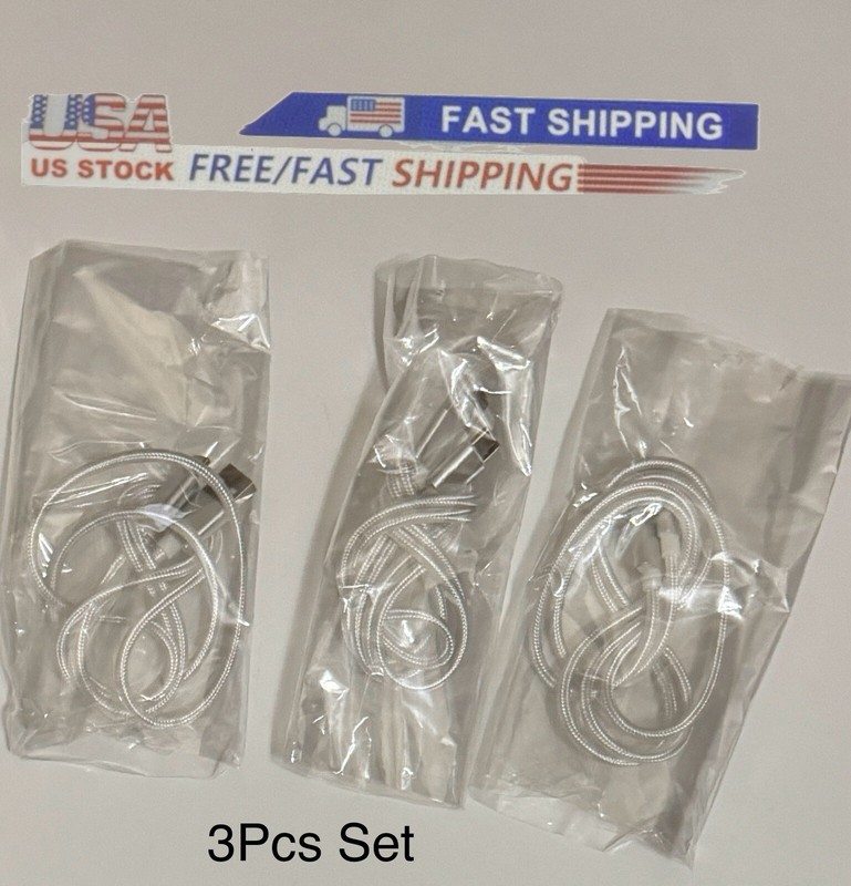 USB C Cable 3-Pack USB to C 3A Fast Charger Cable Cord-3ft