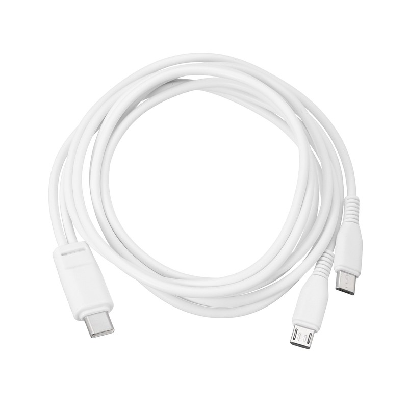 Multi USB Type C Male to 2 Dual Micro USB 2 in 1 Splitter 40”, White