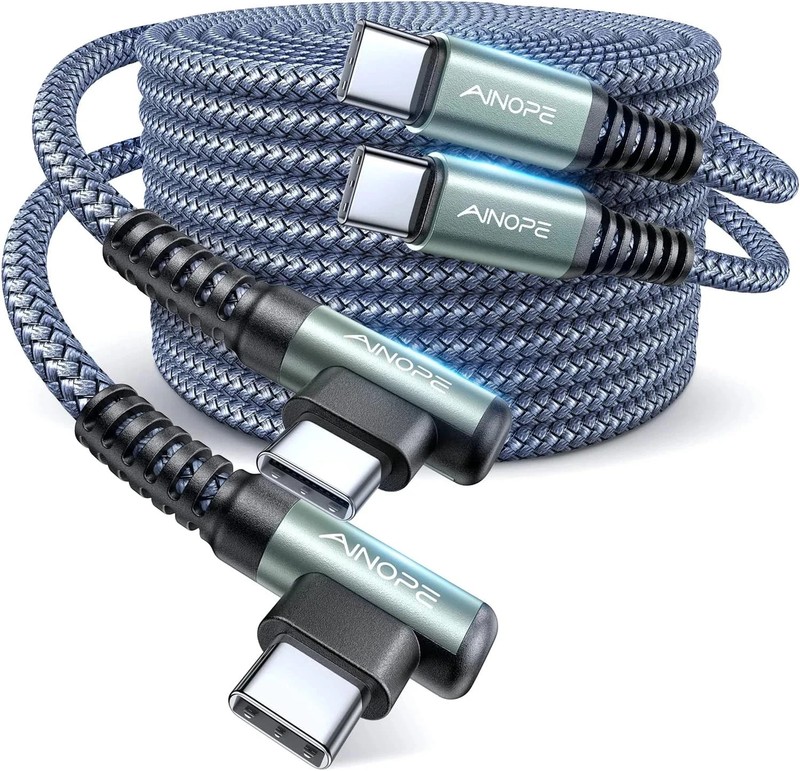 AINOPE USB C Cable to USB C 60W 2-Pack 6.6Ft Nylon Braided Type C Charger Fast C