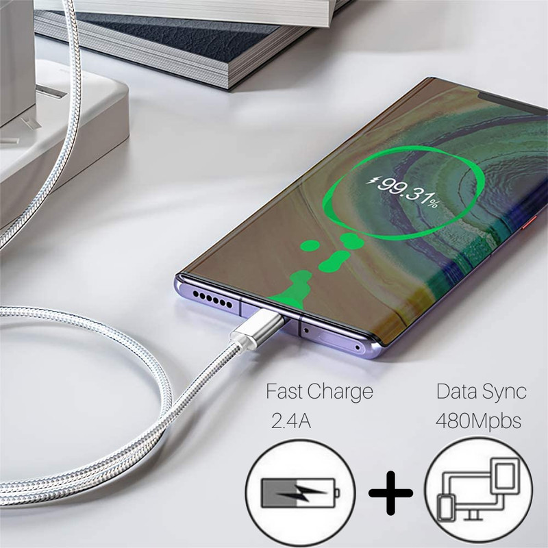 3 Pack 10Ft Braided Micro USB Cable Fast Charging Cord For Samsung HTC Android gallery