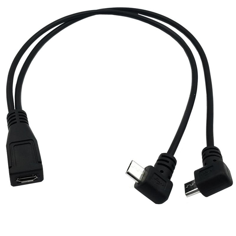 Qaoquda Micro USB 1 to 2 Y Splitter Cable, 1Feet Micro USB Female to Dual Mal...