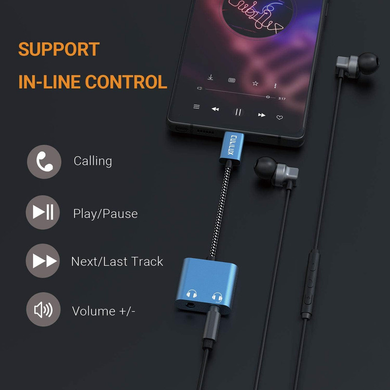 Cubilux USB C Dual Headphones Adapter, Type C to Double 3.5Mm Earphone Audio Spl gallery