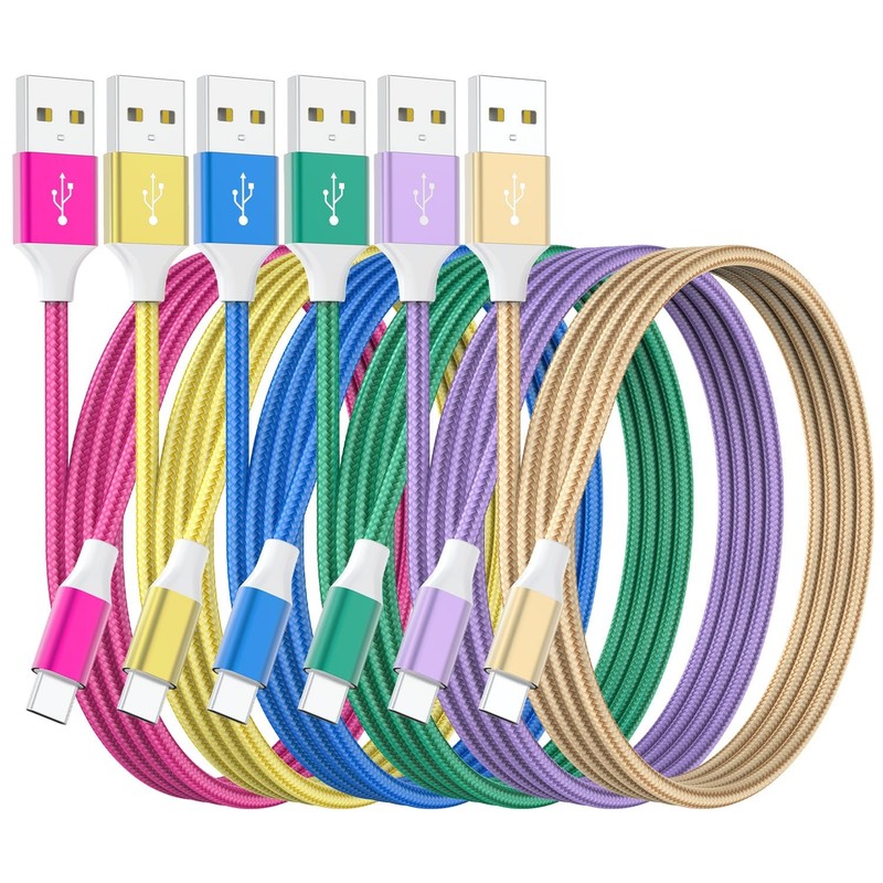 USB -Cable Set, 6 Pack(3/3/6/6/6/10FT), Nylon Braided Fast Charging Cords, Co…