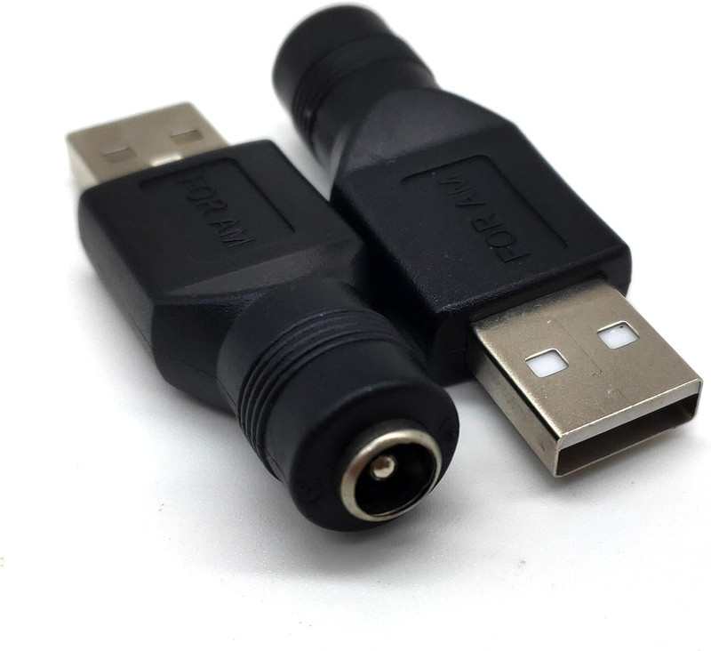 USB to DC Power Adapter, 2PCS USB 2.0 Male to DC 5.5Mm X 2.1Mm Female 5V Connect gallery