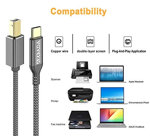 USB C Printer Cable 15ft, USB B To USB C Cable Compatible With MIDI, Piano, M... gallery
