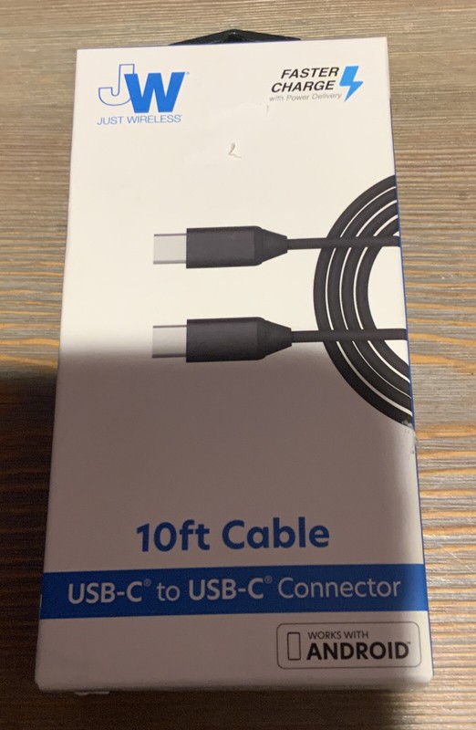 🍏 Just Wireless 10′ USB C to USB C,Black,New ‼️