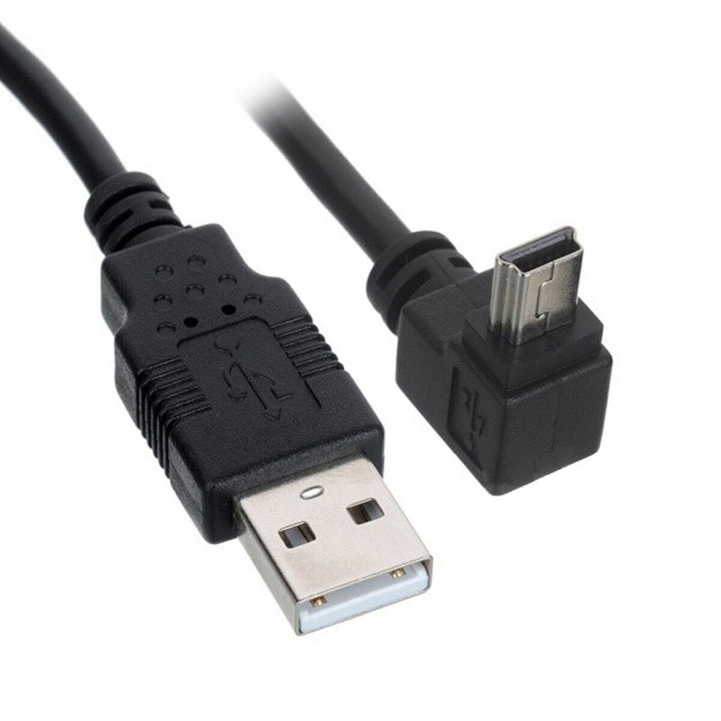 Mini USB B Type 5pin Male 90 Degree to USB 2.0 Male Data Cable with Ferrite Core