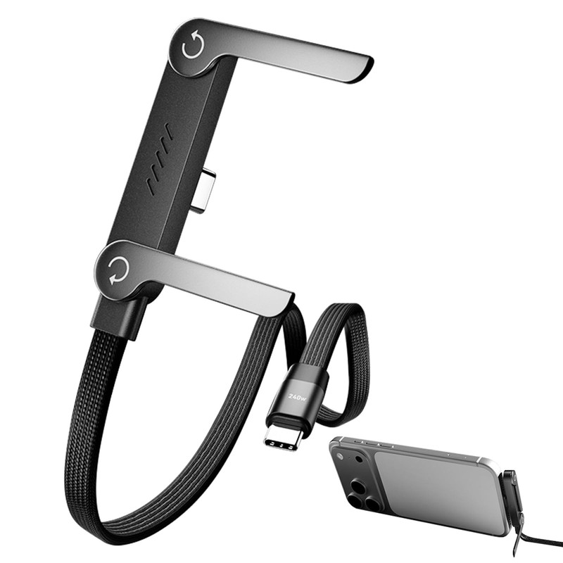 2 in 1 Invisible Charger Cable with Stand, 5FT 240W Fast Charging Cord, Type-C/i gallery
