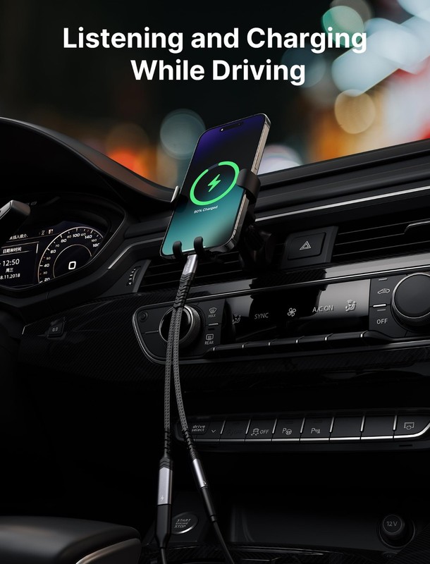 2-in-1 USB C to 3.5mm Headphone & Charger Adapter, PD 60W Fast Charging for iPho gallery