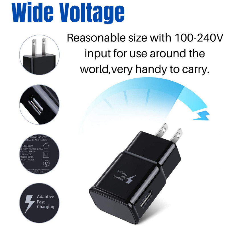1-5Pack Lot For Samsung Android Adaptive Fast Wall Charger Cube USB Type C Cable gallery