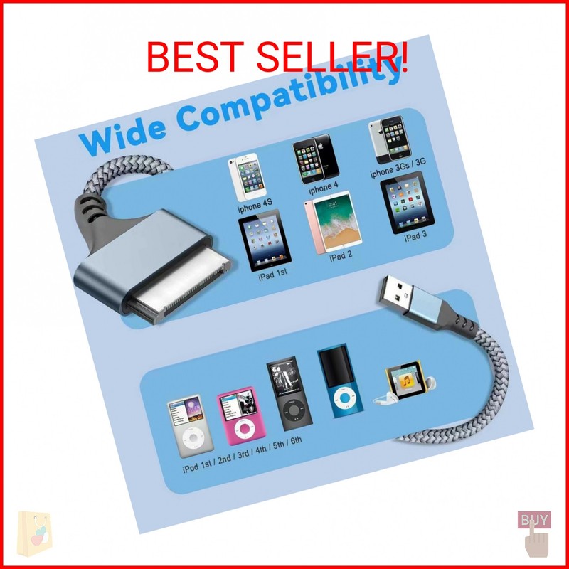 LBSC USB to 30 Pin Charger Cable Compatible with Old iPhone 4/4s/3G/3GS,Old iPad gallery