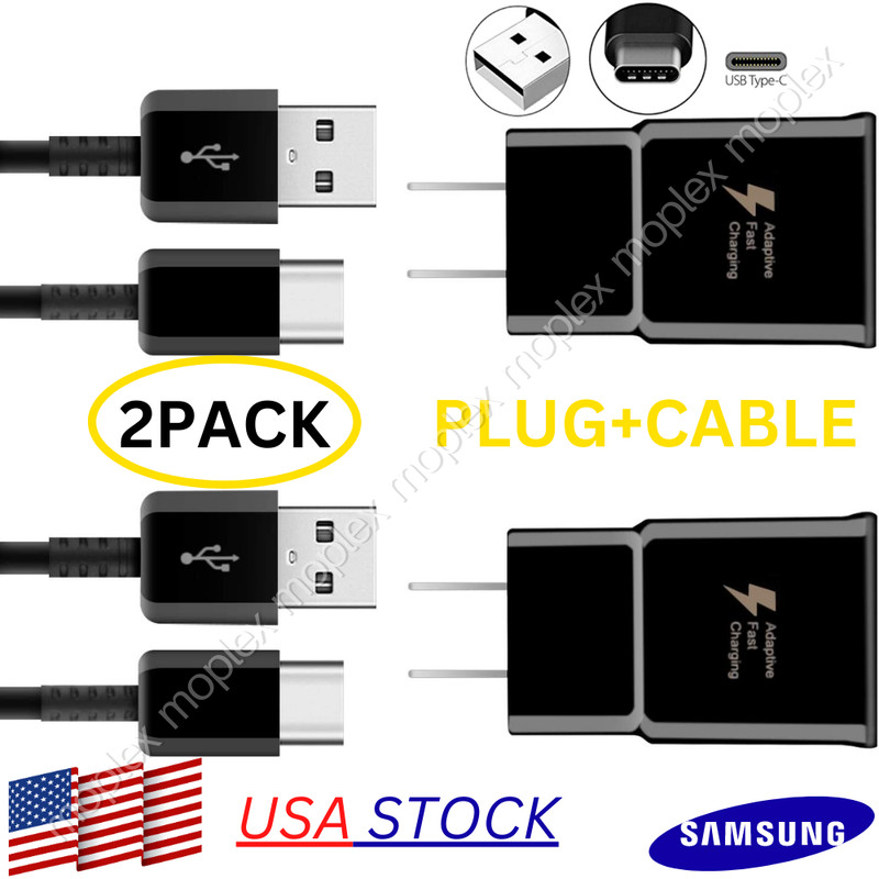 2 Pack Adaptive Fast Charging Type C Cable + Wall Charger Adapter USB-C Cord 9V