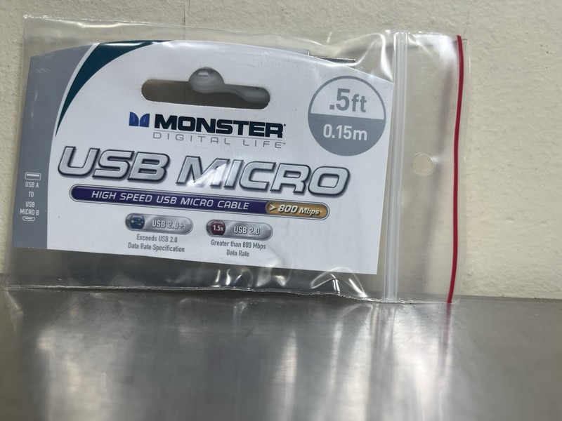 Monster Cable Short 6in USB 2.0 A to Micro USB B Phone Charging Cable 6 inch