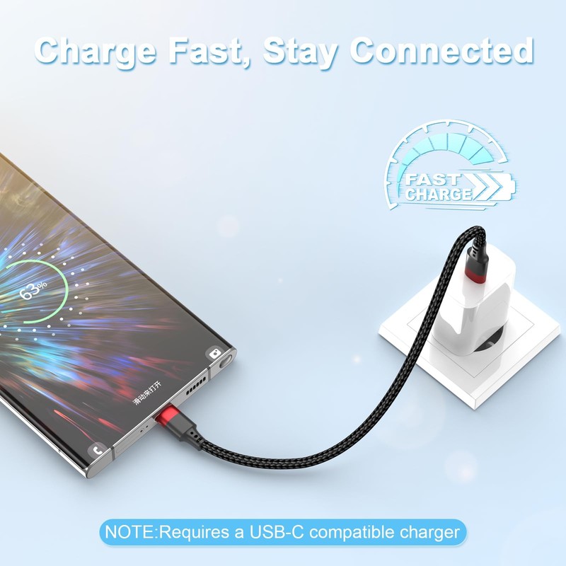 6 Inch USB C to USB C Cable , 3 Pack Short Fast Charging Cord Type C, 0.5 ft gallery