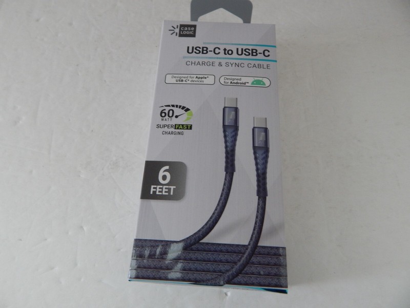 Case Logic Universal USB-C to USB-C Charge & Sync Cable 6 Feet Blue New