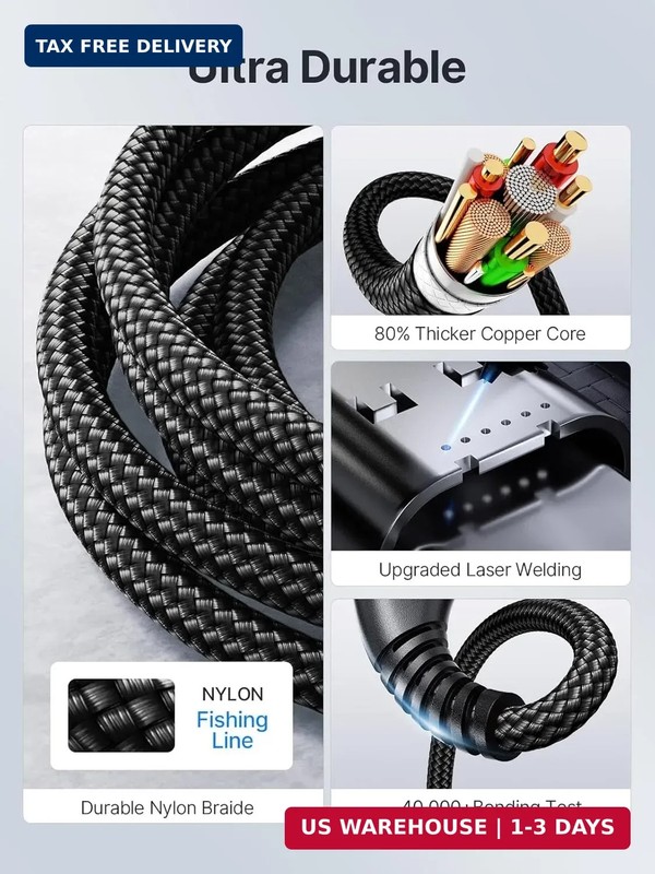 10FT USBC to USBC Cable 100W Fast Charging, Nylon Braided USB C to USB C Charger gallery