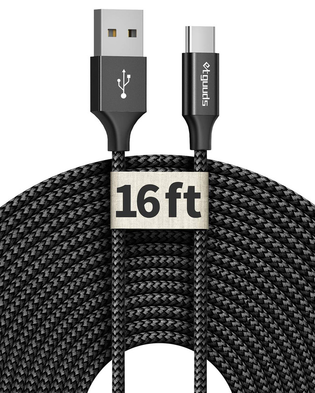 [ 16Ft/5M Extra Long USB C Cable, USB-A 2.0 to Type C Cable Fast Charger Nylon B