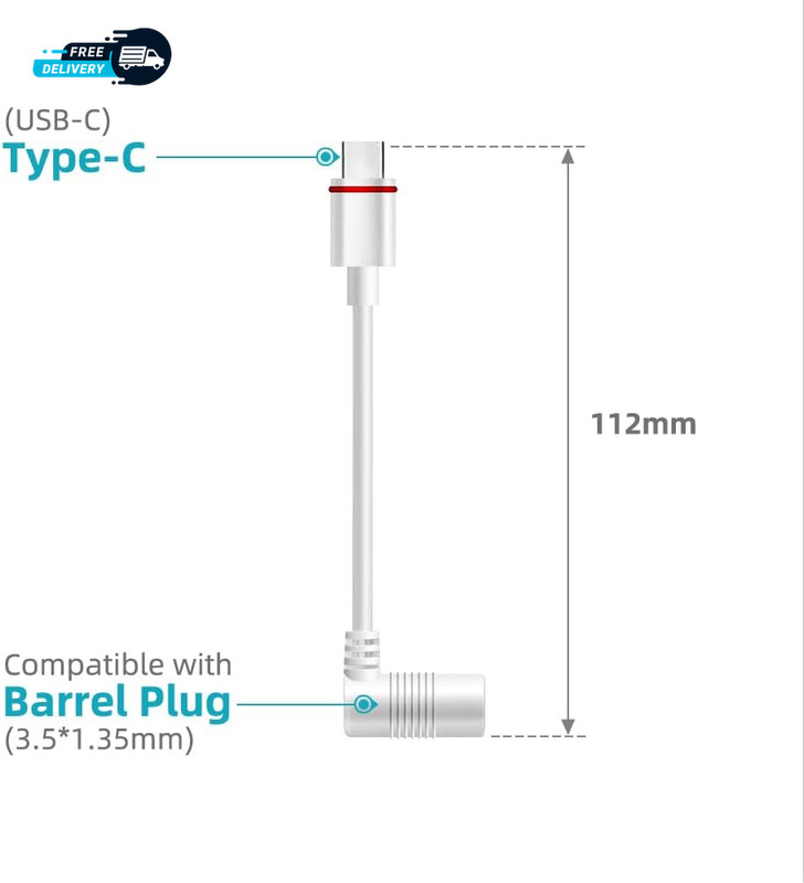 2PCS Barrel Plug to USB-C Adapter for Ring USB C Outdoor Cameras Barrel Adapter. gallery