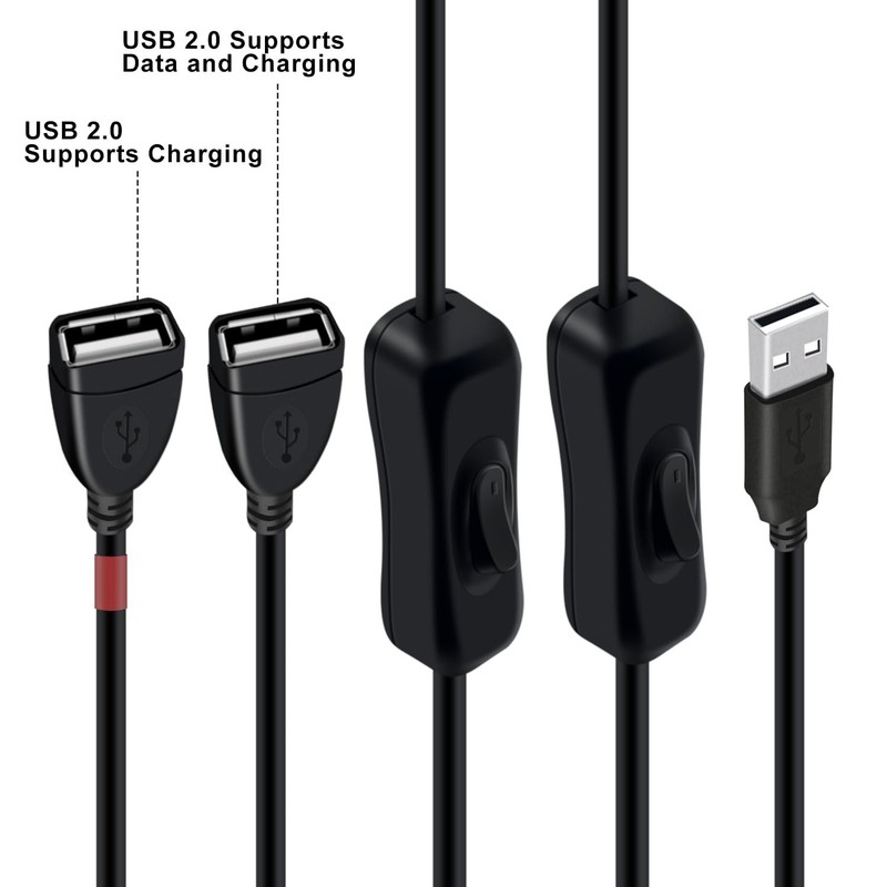 USB Splitter Cable with Switch USB A to Double Female Extension Cord Adapter,... gallery