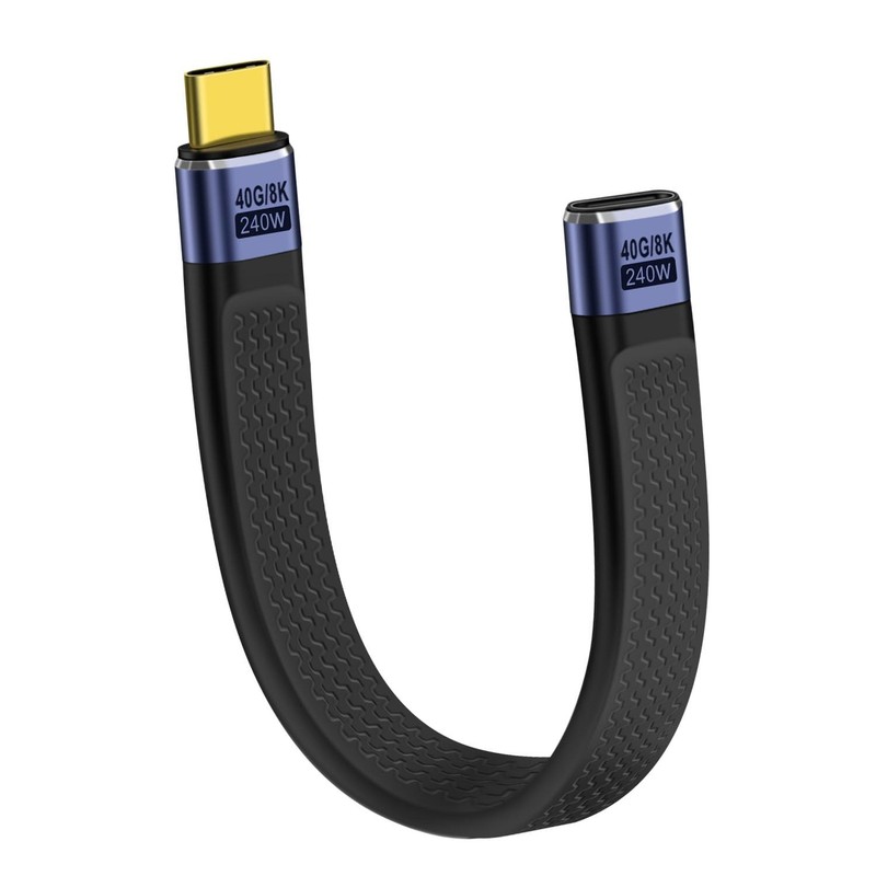 USB C Extension Cable 40Gbps Flat USB C Extension Cable 240W 48V 5A Support A…