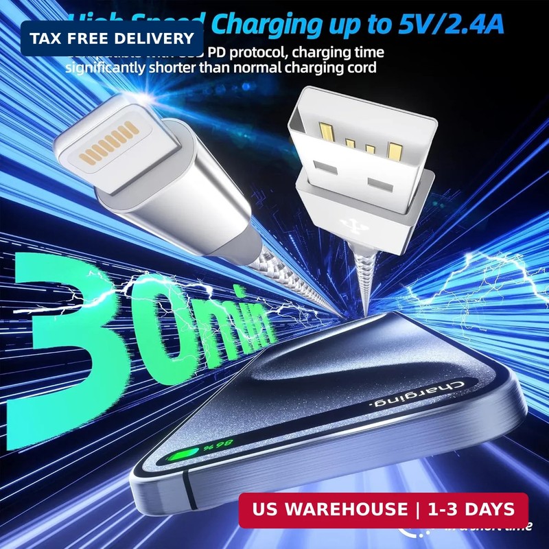 Phone Charger 3pack 10FT Apple MFi Certified Long Lightning Cable Fast Charging gallery