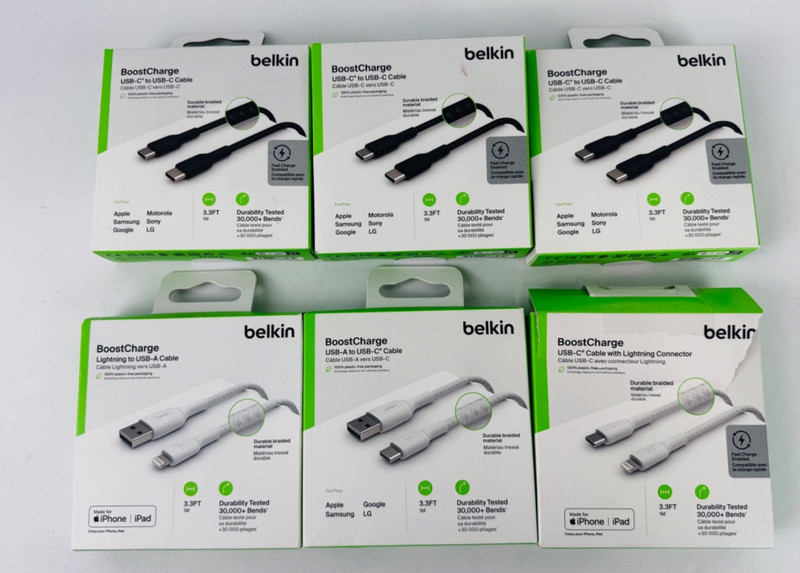 Belkin BoostCharge Cable 3.3FT Bundle USB-C to USB-C & USB-A to USB-C &USB-C Cab