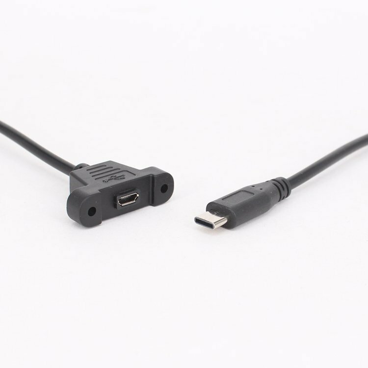 0.5M USB-C 3.1 Type C Male to Micro USB Female 5 Pin Panel Mount Data Cable Cord gallery