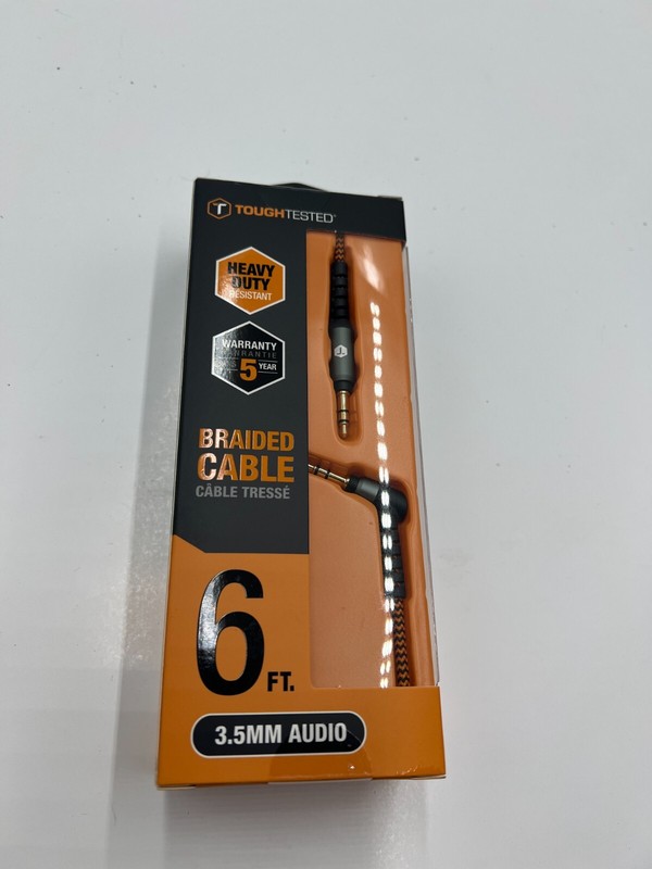 QTY 3 Tough Tested 3.5MM Aux BRAIDED CABLE 6ft. TT-FC6-AUX Heavy Duty gallery