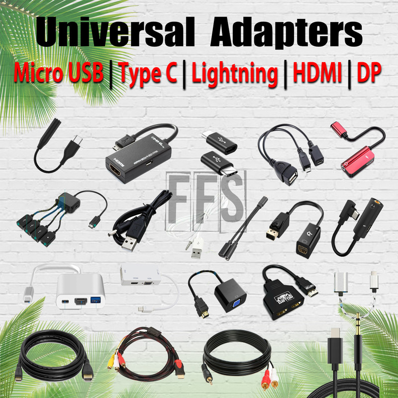 Adapters For Micro USB / Type C USBC / HDMI / DP / AUX / RCA Cable 4K HD lot US