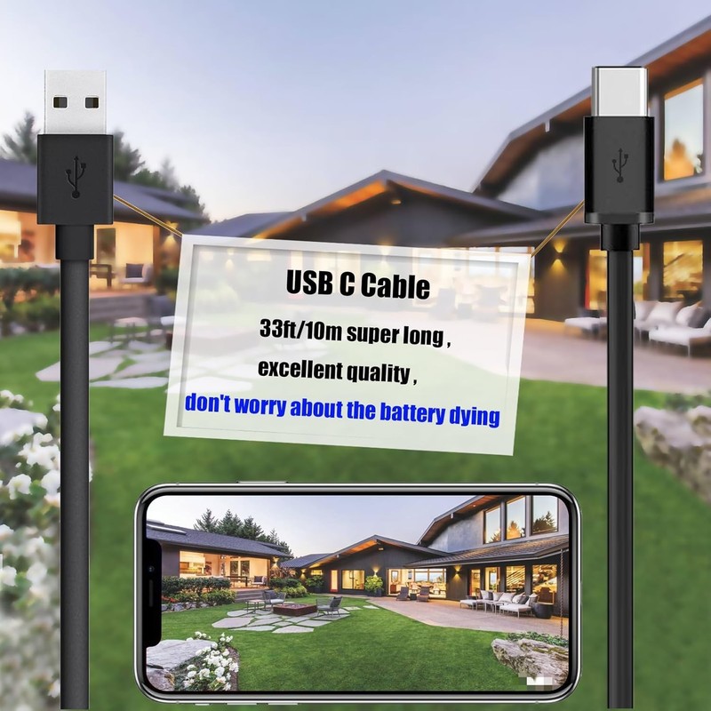 USB a to USB C Cable for Home Security Camera Power Extension C Type Charger gallery