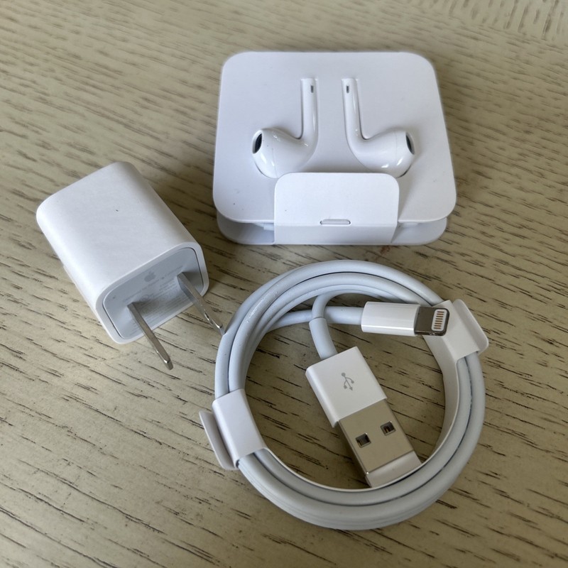 Apple iPhone USB Lightning Cable + Wired Earbuds + Wall Charger