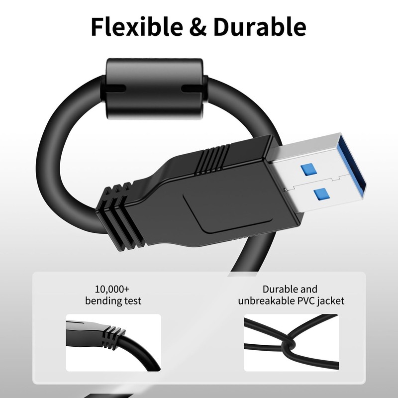2 Pack USB 3.0 Extension Cable Type A Male to Male Cord 30cm/1ft, Bi-Directio... gallery