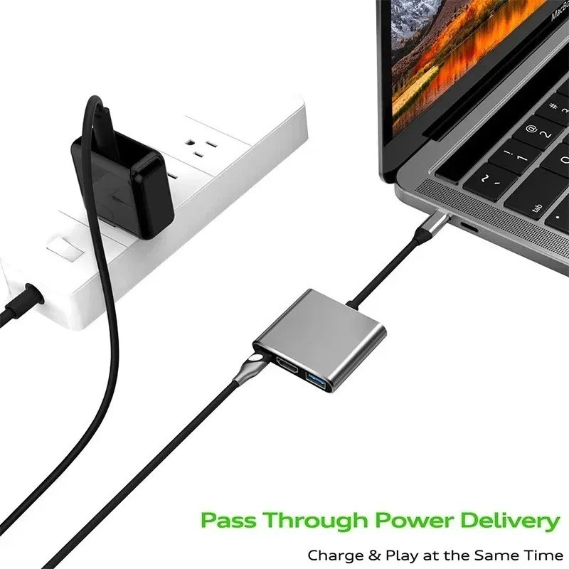 USB C HUB 3in1 Type C 3.0 to HDMI-compatible Docking Station PD Fast Charge 1PC gallery