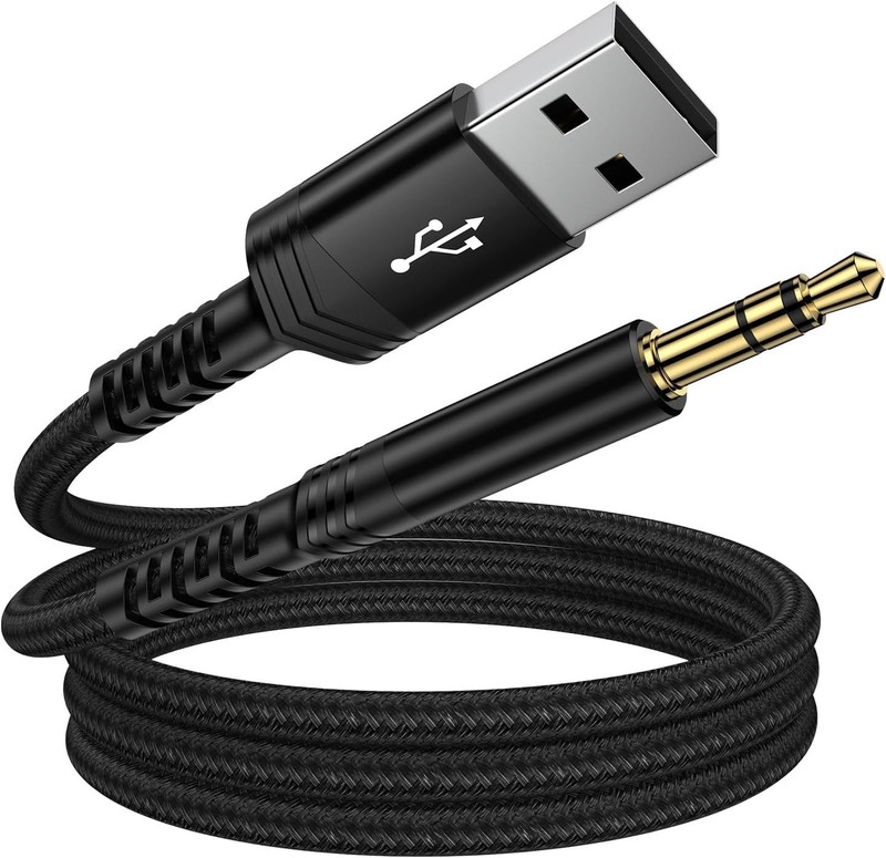 USB A to 3.5mm AUX Audio Cable Braided 3FT USB Male to AUX Male Jack Adapter TRS