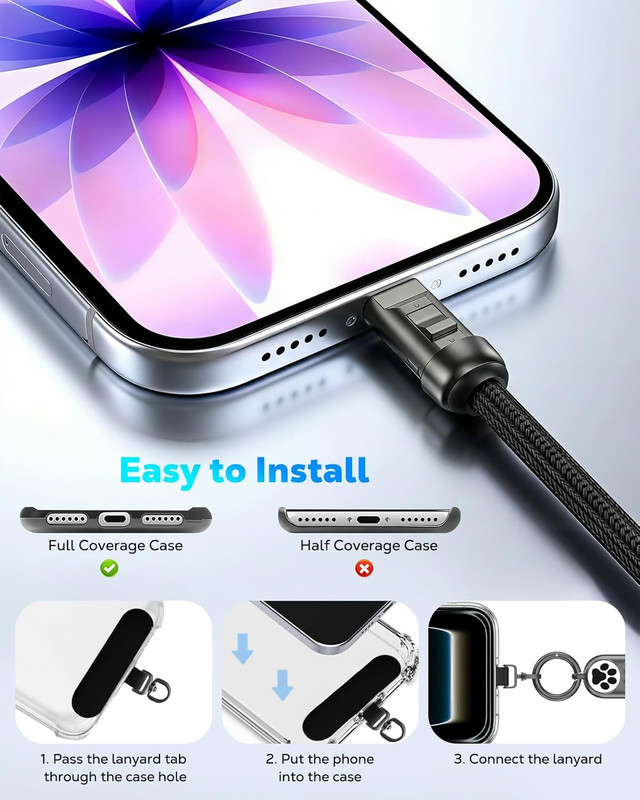 Phone Wrist Strap Charging Cable, USB-C to USB-C Cable with 240W Fast Charging, gallery
