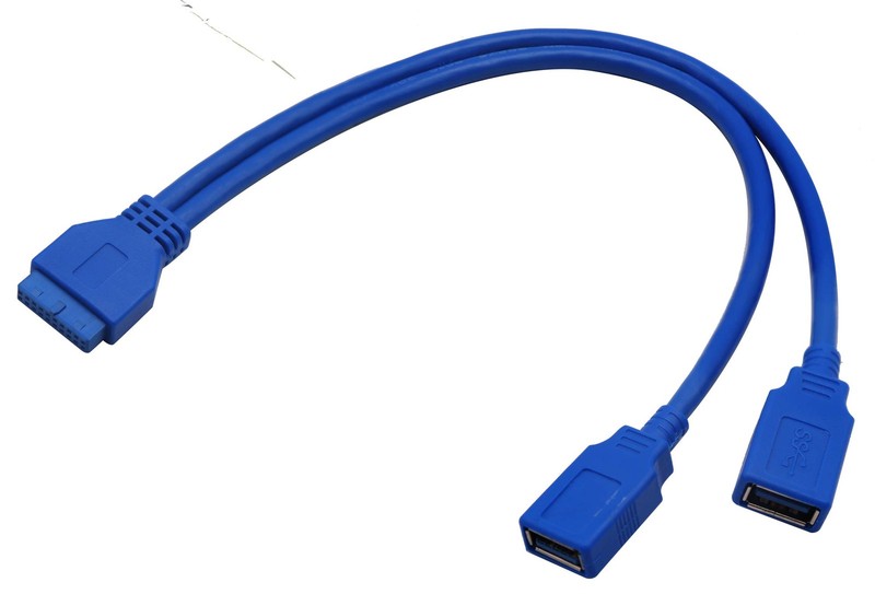 30cm Dual Port USB 3.0 A Female To 20Pin Female Motherboard Y Splitter Cable gallery