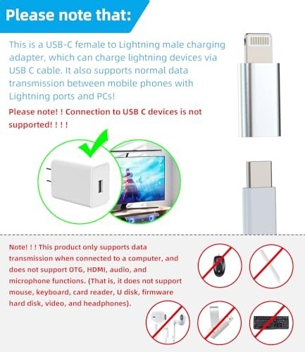 USB C Female to Lightning Male Adapter 3 Pack, Apple MFi Certified, Compatibl... gallery