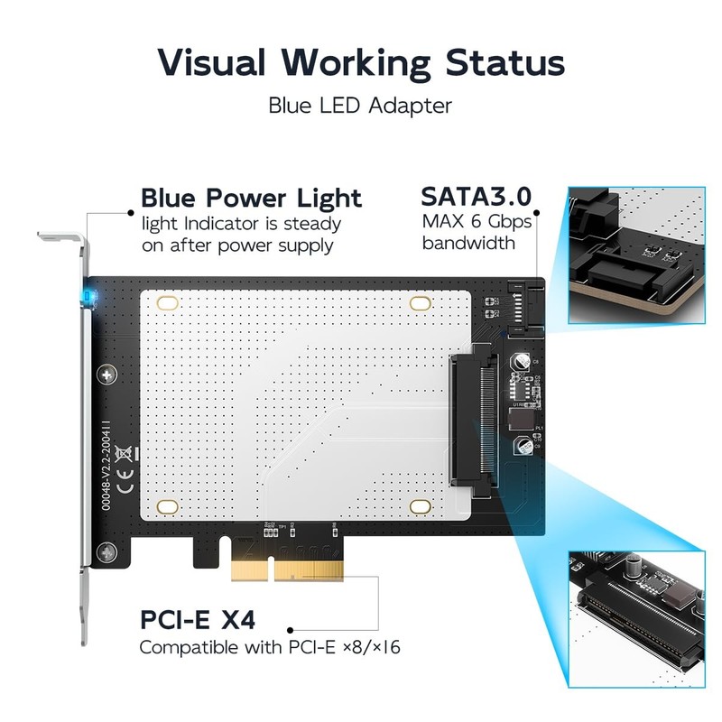 U.2 To PCIe 4.0 X4 Adapter Card 2.5 Inch U.2 SFF8639 SSD 64Gbps Full Speed gallery