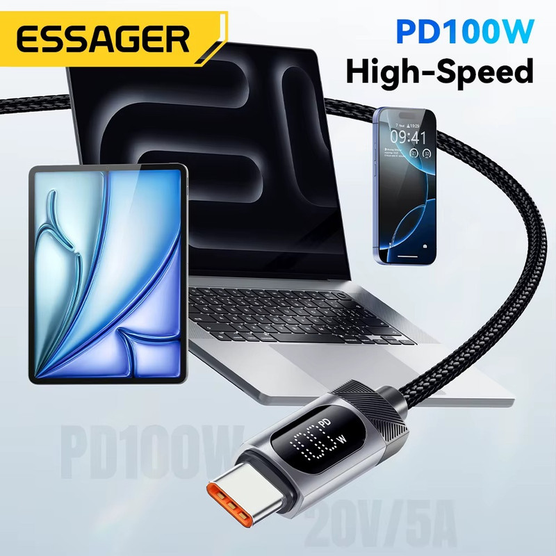 100W 7A USB 3.2 Type C To C Fast Charging Cable Digital Display 6FT/2M Long Lead gallery
